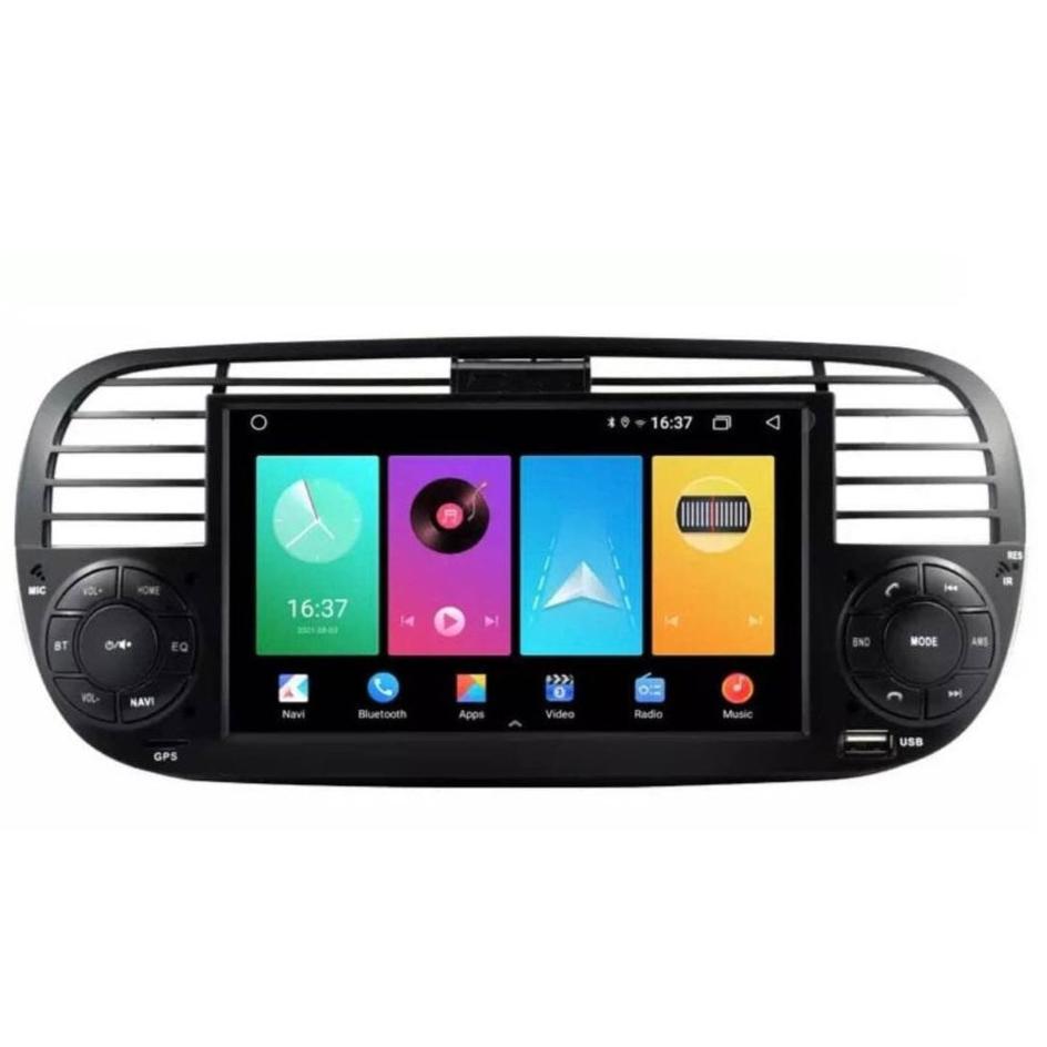 Multimedia systeem voor fiat 500 met android 11 in zwart of wit met Apple carplay