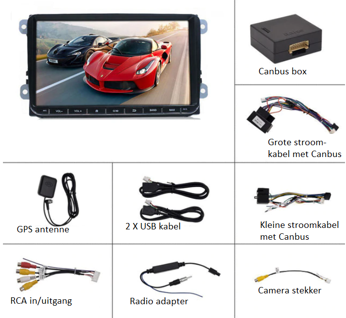 Multimediasysteem auto radio voor Volkswagen, Seat en Skoda 9`` inch